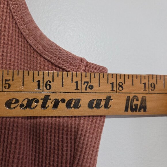 EUC ANTHROPOLOGIE DAILY PRACTICE WAFFLE KNIT SCOOP NECK BUTTON DOWN TAN DRESS M - Picture 13 of 14